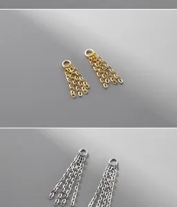 Vista dettagliata degli accessori per orecchini a nappa S925 placcati oro e argento