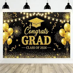 Graduation Party Backdrop Congrats Grad Congratulations Banner Photography Background Decoration For School Ceremony Party Backdrop Cloth