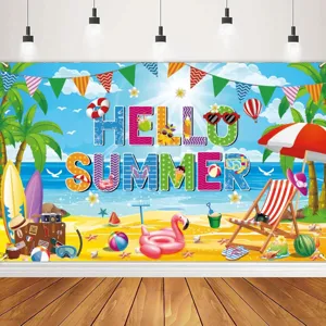 Sfondo per festa tropicale Hello Summer ideale per decorazioni estive a tema spiaggia