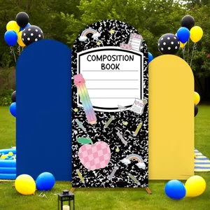 Back to School Bogen-Hintergrundabdeckungen mit Cartoon-Schreibwaren und Schreibheft Design