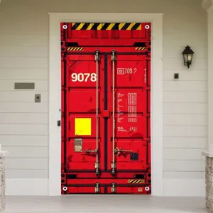 Industrial style red shipping container door cover curtain for garage and yard decoration