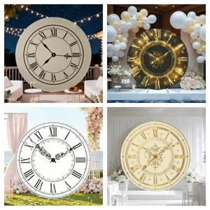 Sfondo Rotondo in Poliestere a Forma di Orologio Retro Per Matrimonio Festa di Capodanno Numeri Romani Decorazione Sfondo Fotografico