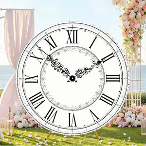 Sfondo circolare con orologio romano vintage per decorazione di matrimoni e feste di Capodanno