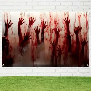 Halloween bloody handprint backdrop horror wall cloth for haunted house party decoration.