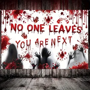 Halloween horror backdrop bloody handprint scary ghost party haunted house decor banner