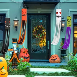 Halloween Geist Windschutzhüllen für den Außenbereich, gruselige Gartendekoration für Hof