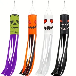 4er-Set Halloween-Windsäcke mit Geistergesichtern für gruselige Außendekoration