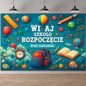 Ζωηρό φόντο φωτογραφίας Back to School με σχολικά είδη για διακόσμηση πάρτι επιστροφής