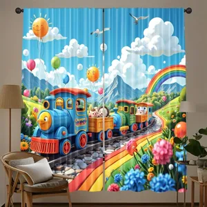 Cartoon Dier Trein Thema Kinderkamer Gordijnen Kids Room Verduisterende Venster Drapes Voor Woonkamer Kleuterschool Home Decoratie