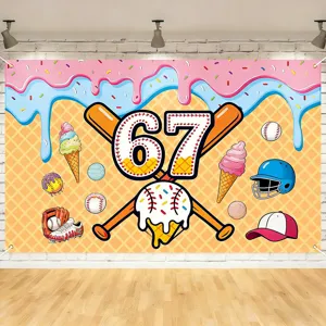 7th Birthday Party Backdrop Cloth Cartoon Number Theme Polyester Printed Photography Background For Kids Party Decor Prop