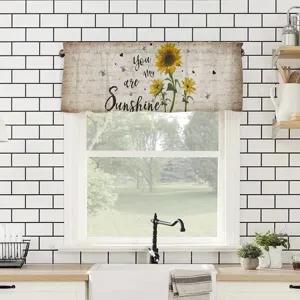 Sunflower window valance with You are my Sunshine quote for kitchen