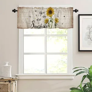 American country style sunflower kitchen valance with You are my Sunshine script