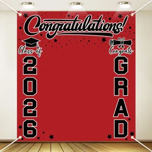 Telon de fondo de fotografia de graduacion 2026 pancarta roja negra fiesta foto