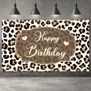 Klassischer Fotohintergrund mit Leopardenmuster Happy Birthday für wilde Partys