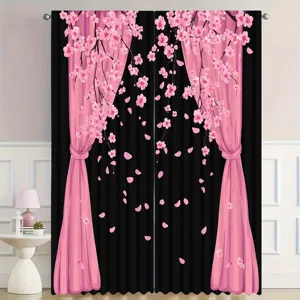Romantische Kirschblüte Thema Vorhänge Verdunkelung Bedruckt Polyester Fenster Vorhänge Für Schlafzimmer Wohnzimmer Japanischen Stil Dekoration