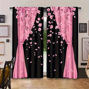 Elegante romantische Kirschblütenvorhänge mit fallenden Sakura-Drucken für die Wohnung