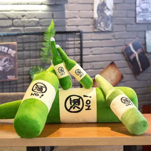 Creative green beer bottle plush pillow, giant soft toy for car sleeping and gift decoration