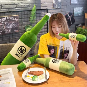 Creative green beer bottle plush pillow soft sleeping cushion for home and car decor
