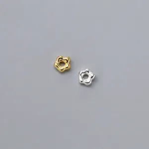 Cuentas Espaciadoras de Flor de Plata de Ley 925 Daisy Spacer Cuenta Suelta para Creación de Joyería DIY Pulsera Collar