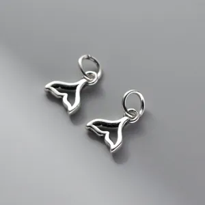S925 Sterling Silver Fish Tail Charm Hollow Out Fishtail Pendant For DIY Bracelet Necklace Retro Handmade Jewelry Accessories Making Finding
