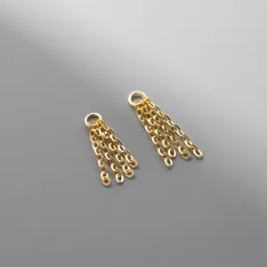 Ciondoli per orecchini a nappa con catena a O placcati in oro S925 per gioielli DIY