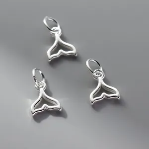 S925 sterling silver hollow whale tail charms pendants for DIY bracelet jewelry making accessories