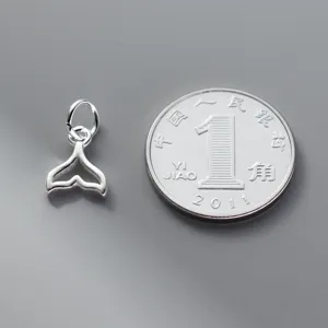 S925 Silver Hollow Whale Fish Tail Pendant DIY Bracelet Charm Jewelry Making Accessory