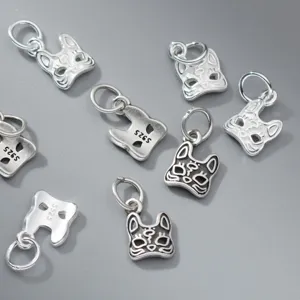 Handcrafted vintage 925 sterling silver cat mask charms for DIY jewelry making projects