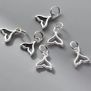 S925 silver hollow whale tail charm pendant DIY handmade bracelet necklace jewelry accessory