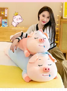 Comfortable sleeping pig plush pillow long bolster doll for kids and girls birthday gift