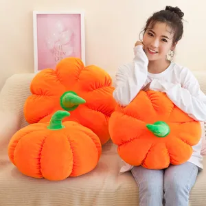 Cute Pumpkin Plush Toy Halloween Throw Pillow Soft Stuffed Vegetable Doll Home Decor Party Festive Gift