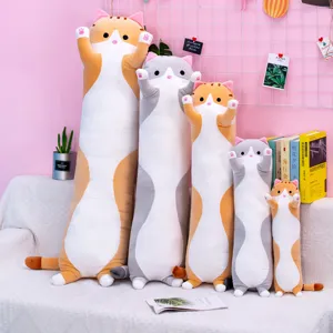 Niedliche Cartoon Katze Plüschtier Lange Körper Kissen Kuscheltier Weiche Daunen Baumwolle Komfort Geschenk Für Schlafzimmer Wohnzimmer Unisex