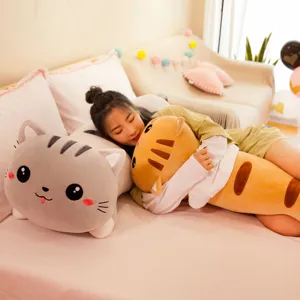 Peluche de chat mignonne long traversin pour filles et enfants cadeau créatif de Noël