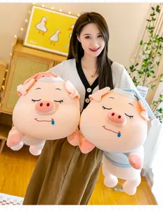 Soft and plush sleepy pig doll for bedroom decoration and comfortable hugging at home