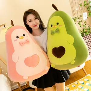 Große niedliche Avocado Plüschtier Kissen in Pink und Grün mit Cartoon Gesichtern