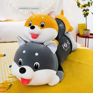 Süßes Shiba Inu Husky Plüschtier Langes Schlaf-Körperkissen Weiches Ausgestopftes Tier Hund Puppe Mit Kleidung Dekoratives Plüschtier Für Kinder Erwachsene Geburtstagsgeschenk