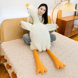 Grande Peluche a Forma di Oca Bianca Cuscino per il Corpo a Collo Lungo Morbido Animale di Peluche Cuscino per Dormire per Donna Ragazza Decorazione Camera da Letto Regalo