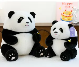 Simpatico peluche panda simulato con ape, morbida bambola animale di peluche regalo.
