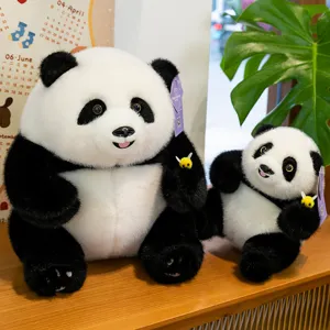 Peluche panda realistico adorabile animale di peluche con decorazione d'ape cuscino