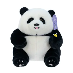 Simpatico panda di peluche con ape, morbido animale imbottito, cuscino abbraccio regalo per ragazze.