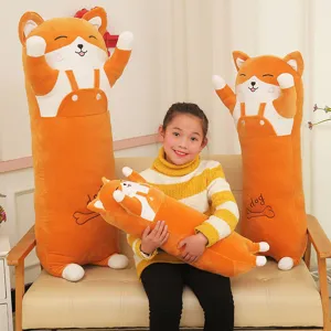 Langes orangefarbenes Hundeplüschkissen weiches Kuscheltier zum Schlafen und Entspannen