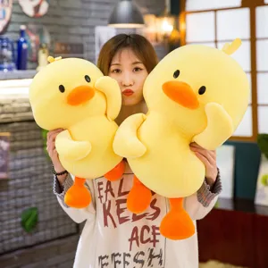 Cute yellow duck plush toy pillow, soft stuffed animal for home decor and kids' gifts