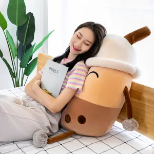 Grande cuscino peluche ultra morbido a forma di bubble tea come simpatico compagno di sonno