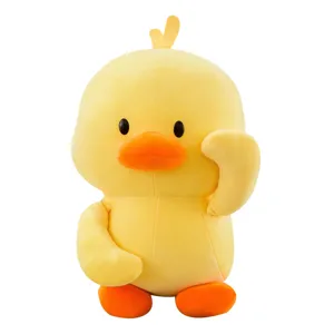 Cute yellow duck plush toy soft stuffed animal pillow for kids and home nursery decor