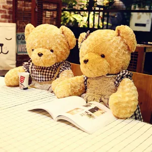 Peluche di coppia di orsacchiotti vintage con vestiti, regalo di compleanno per bambini