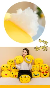 Detailed view of plush emoji pillow with soft cotton filling and zipper