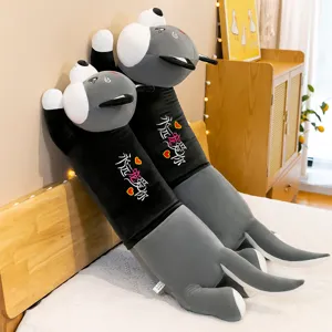 Adorable long Husky plush body pillow toy perfect for bedroom decor and soft hugs