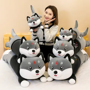 Soft and cute Husky dog long bolster plush toy pillow for kids and adults gift idea