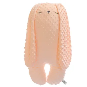 Morbido coniglio di peluche color pesca per bambini, tenero animale di pezza con orecchie lunghe.