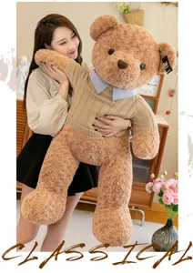 Grande orsacchiotto di peluche giocattolo con maglione per bambini compagno di sonno morbido.